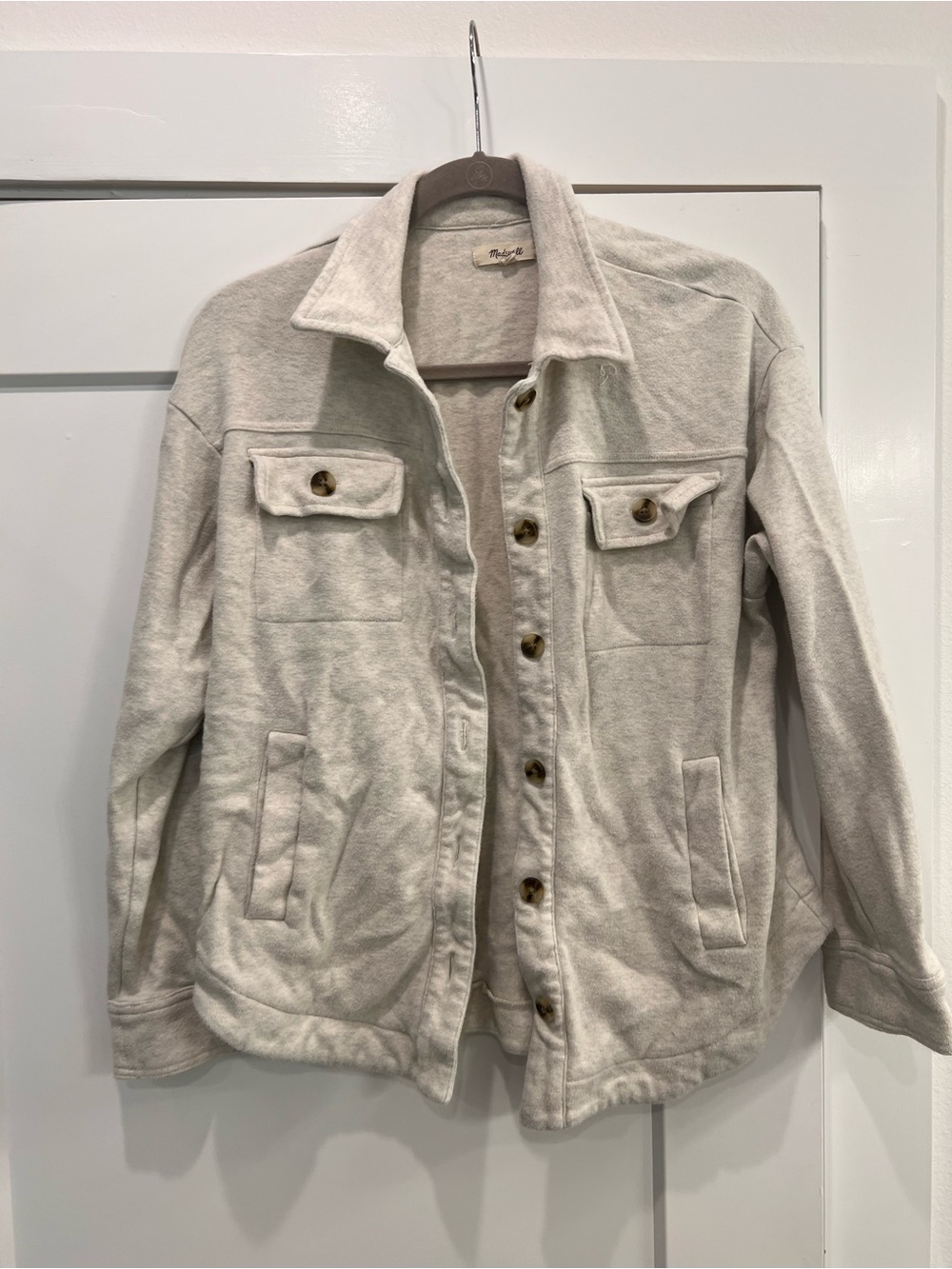 Madewell Light Gray Button-Up Shirt Jacket